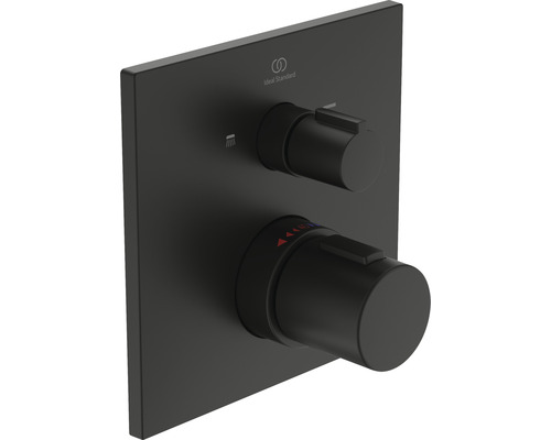Ideal Standard Duscharmatur mit Thermostat CERATHERM C100 silk black matt A7522XG Ideal Standard Logo Armatur zur Wandmontage
