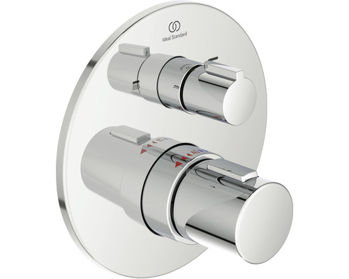 Ideal Standard Badewannenarmatur mit Thermostat CERATHERM T100 chrom A5814AA Aufputz-Thermostatbatterie mit zwei Griffen für Dusche