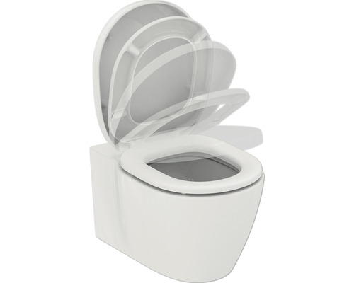 Ideal Standard Wand-WC Set Connect Tiefspüler ohne Spülrand weiß glänzend mit WC-Sitz K707401