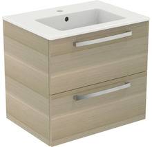 Badmöbel-Set Ideal Standard Eurovit Plus BxHxT 61 x 56,5 x 45 cm Frontfarbe eiche hell mit Waschtisch Keramik weiß K2979OS