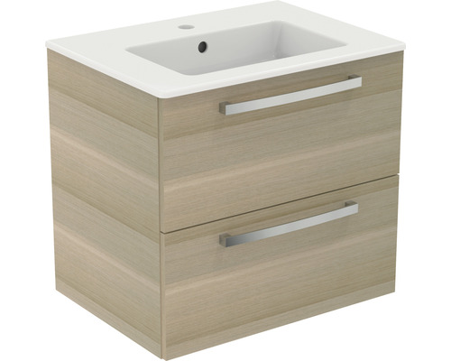 Badmöbel-Set Ideal Standard Eurovit Plus BxHxT 61 x 56,5 x 45 cm Frontfarbe eiche hell mit Waschtisch Keramik weiß K2979OS