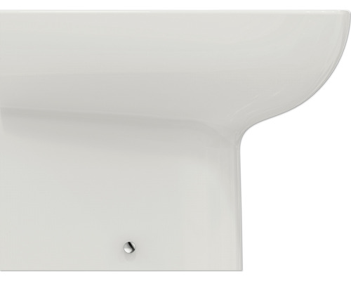 Detailansicht eines weißen Stand-WCs.