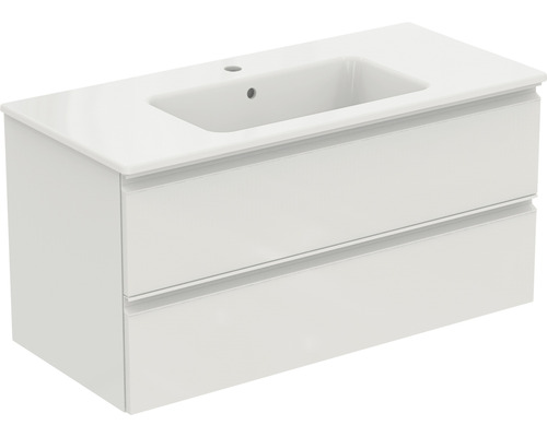 Badmöbel-Set Ideal Standard Connect E BxHxT 101,5 x 50,5 x 46,5 cm Frontfarbe weiß mit Waschtisch Keramik weiß K8700WG