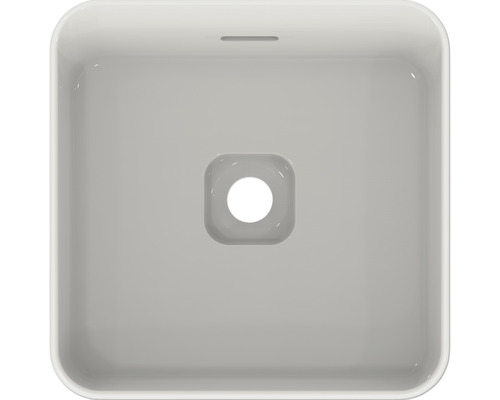 Aufsicht auf ein quadratisches Waschbecken aus Keramik
