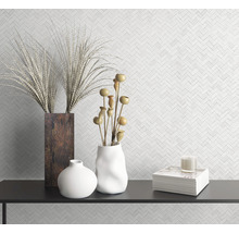 Vliestapete 33315 Botanica Geometrisch Holz-Optik weiß