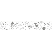 Bordüre 45851 Kids Walls Weltall grau weiß 5 m x 17,5 cm