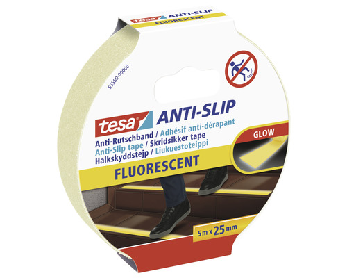 Tesa Antirutschband fluoreszierend, 5 Meter mal 25 Millimeter