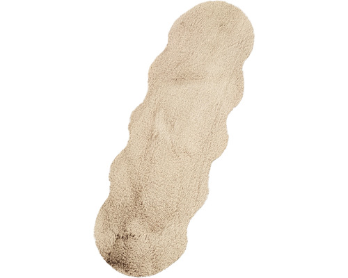 Beigefarbener Badteppich mit gewelltem Rand