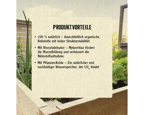 Produktvorteile: 100 Prozent natürlich, mit Wurzelaktivator und Pflanzenkohle