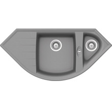 Eckspüle mit Abtropffläche und zwei Becken