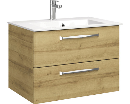 Waschtischunterschrank mit zwei Schubladen und Aufsatzwaschbecken