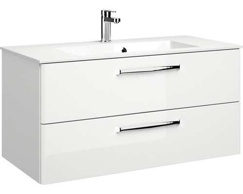 Waschtischunterschrank mit zwei Schubladen und Aufsatzwaschbecken