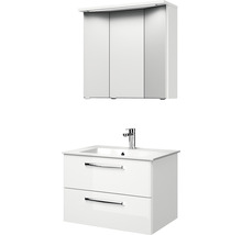 Badmöbel-Set Pelipal Kumba BxHxT 77 x 200 x 50 cm Frontfarbe weiß hochglanz mit Mineralguss-Waschtisch weiß 99.77012109