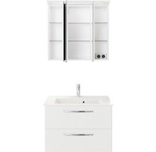 Badmöbel-Set Pelipal Kumba BxHxT 77 x 200 x 50 cm Frontfarbe weiß hochglanz mit Mineralguss-Waschtisch weiß 99.77012109