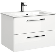Badmöbel-Set Pelipal Kumba BxHxT 77 x 200 x 50 cm Frontfarbe weiß hochglanz mit Mineralguss-Waschtisch weiß 99.77012109