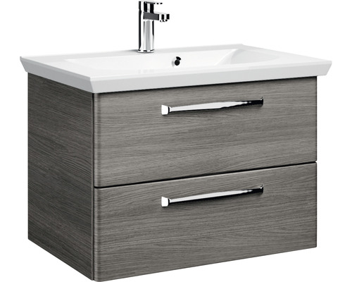 Waschtischunterschrank mit zwei Schubladen und Aufsatzwaschbecken mit Armatur