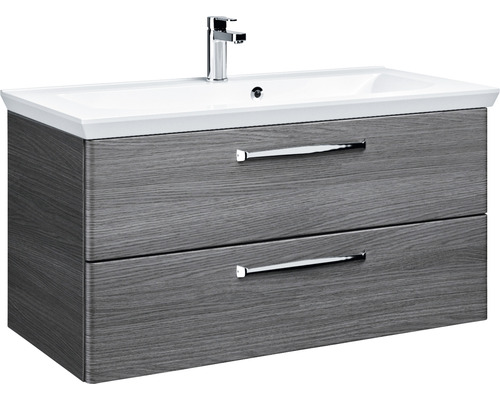 Waschtischunterschrank mit zwei Schubladen und Aufsatzwaschbecken