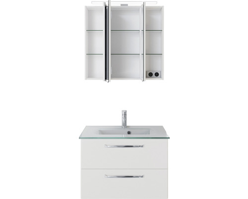 Badezimmermöbelset mit Spiegelschrank, Waschbecken und Unterschrank