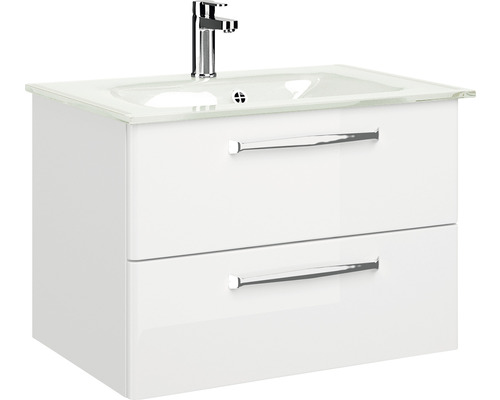 Waschtisch mit zwei Schubladen, Aufsatzwaschbecken und Armatur