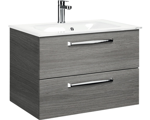 Waschtischunterschrank mit zwei Schubladen und Aufsatzwaschbecken