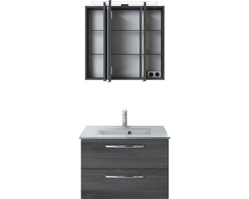 Badezimmer Set mit Waschbeckenunterschrank, Waschtisch und Spiegelschrank