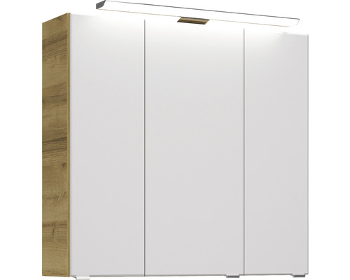 Dreitüriger Badezimmerschrank mit Beleuchtung