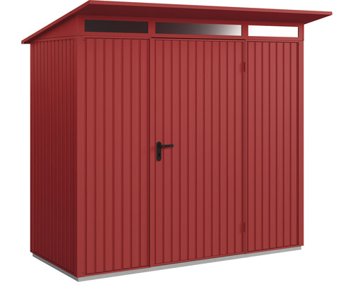 Gerätehaus Hörmann EcoStar Premiumline Trend-P Typ 1 RAL3004 Einzeltür 247,9 x 153 cm rot Metall Geräteschuppen mit Doppeltür und Oberlicht