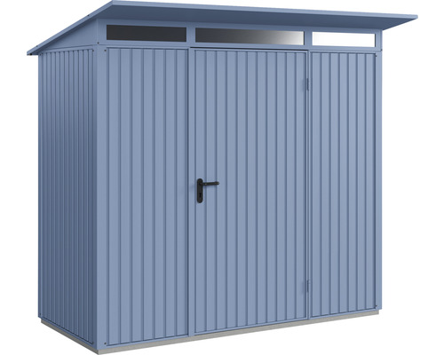 Gerätehaus Hörmann EcoStar Premiumline Trend-P Typ 1 RAL5014 Einzeltür 247,9 x 153 cm blau Geräteschuppen aus Metall mit Doppeltür und Oberlicht