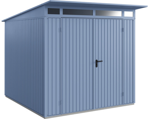 Gerätehaus Hörmann EcoStar Premiumline Trend-P Typ 2 RAL5014 Doppeltür 247,9 x 283,4 cm blau Metall Gerätehaus mit Doppeltür und Oberlicht
