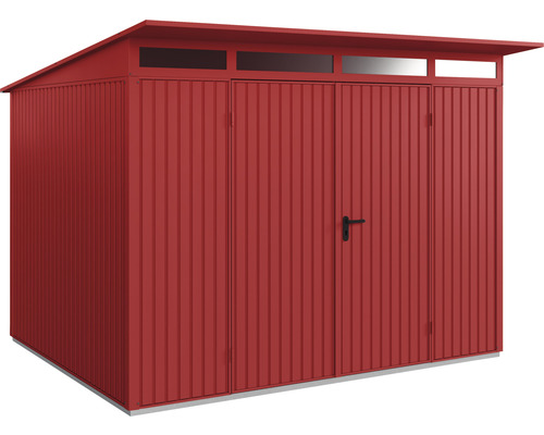 Gerätehaus Hörmann EcoStar Premiumline Trend-P Typ 3 RAL3004 Doppeltür 312,7 x 283,4 cm rot Metall Gerätehaus mit Doppeltür und Oberlicht