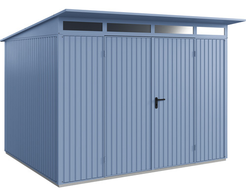 Gerätehaus Hörmann EcoStar Premiumline Trend-P Typ 3 RAL5014 Doppeltür 312,7 x 283,4 cm blau Metall Gerätehaus mit Doppeltür und Oberlicht