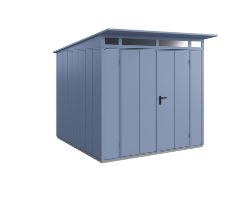 Gerätehaus Hörmann EcoStar Premiumline Elegant-P Typ 2 RAL5014 Doppeltür 247,9 x 283,4 cm blau Metall Gerätehaus mit Doppeltür und Oberlicht