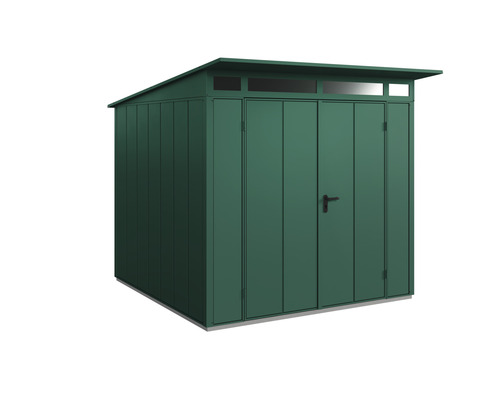 Gerätehaus Hörmann EcoStar Premiumline Elegant-P Typ 2 RAL6005 Doppeltür 247,9 x 283,4 cm grün Gartenschuppen aus Metall mit Pultdach und Doppeltür
