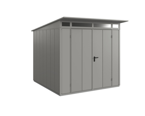 Gerätehaus Hörmann EcoStar Premiumline Elegant-P Typ 2 RAL9007 Doppeltür 247,9 x 283,4 cm grau Gartenschrank mit Doppeltür und Pultdach