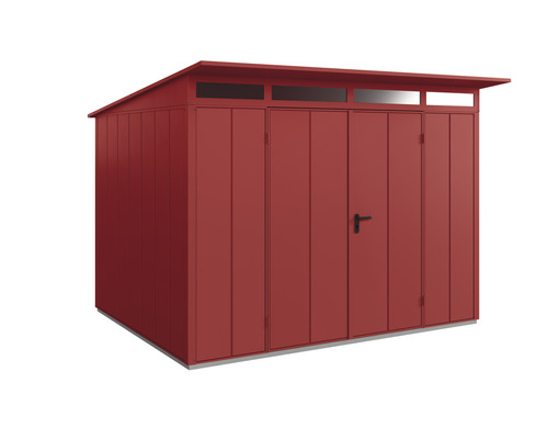 Gerätehaus Hörmann EcoStar Premiumline Elegant-P Typ 3 RAL3004 Doppeltür 312,7 x 283,4 cm rot Gerätehaus aus Metall mit Pultdach und Doppeltür