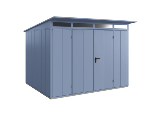 Gerätehaus Hörmann EcoStar Premiumline Elegant-P Typ 3 RAL5014 Doppeltür 312,7 x 283,4 cm blau Geräteschuppen mit Doppeltür und Oberlichtern