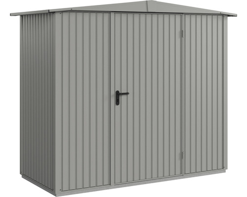 Gerätehaus Hörmann EcoStar Premiumline Trend-S Typ 1 RAL9007 Einzeltür 258,8 x 121,3 cm grau Metall Gerätehaus mit Doppeltür und Satteldach
