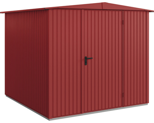 Gerätehaus Hörmann EcoStar Premiumline Trend-S Typ 2 RAL3004 Einzeltür 258,8 x 247,7 cm rot Metallgartenhaus mit Doppeltür