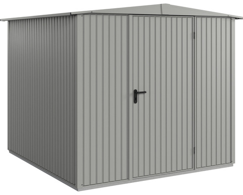 Gerätehaus Hörmann EcoStar Premiumline Trend-S Typ 2 RAL9007 Einzeltür 258,8 x 247,7 cm grau Metall Gerätehaus mit Doppeltür zur Aufbewahrung von Gartengeräten und Werkzeugen