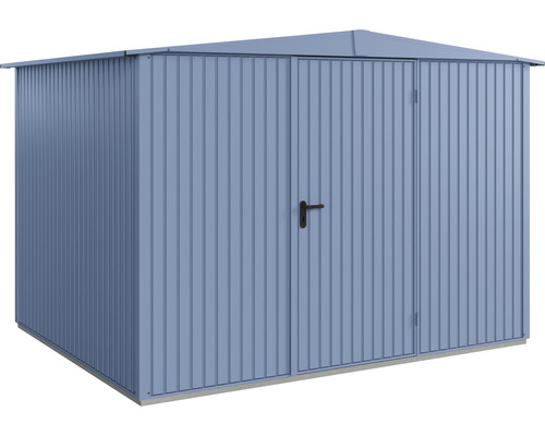 Gerätehaus Hörmann EcoStar Premiumline Trend-S Typ 3 RAL5014 Einzeltür 323,6 x 247,7 cm blau Metall Gerätehaus mit Doppeltür und Satteldach