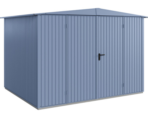 Gerätehaus Hörmann EcoStar Premiumline Trend-S Typ 3 RAL5014 Doppeltür 323,6 x 247,7 cm blau Metall Gerätehaus mit Doppeltür für den Garten