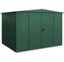 Gartenschrank aus Metall mit Tür und Satteldach