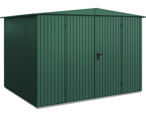 Gartenschrank aus Metall mit Tür und Satteldach