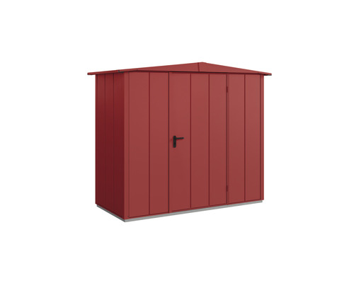 Gerätehaus Hörmann EcoStar Premiumline Elegant-S,Typ 1 RAL3004 Einzeltür 258,8 x 121,3 cm rot Metall Gerätehaus mit Doppeltür und Satteldach