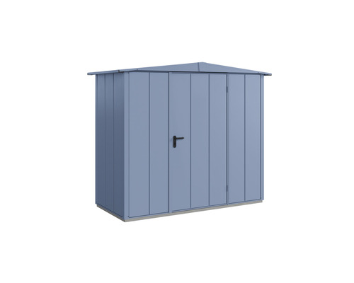 Gerätehaus Hörmann EcoStar Premiumline Elegant-S Typ 1 RAL5014 Einzeltür 258,8 x 121,3 cm blau Gartenschrank aus Metall mit Doppeltür