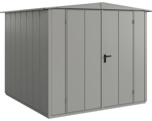 Gerätehaus Hörmann EcoStar Premiumline Elegant-S Typ 2 RAL9007 Doppeltür 258,8 x 247,7 cm grau Metall Gerätehaus mit Doppeltür