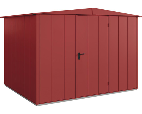 Gerätehaus Hörmann EcoStar Premiumline Elegant-S Typ 3 RAL3004 Einzeltür 323,6 x 247,7 cm rot Metall Gerätehaus mit Doppeltür und Satteldach