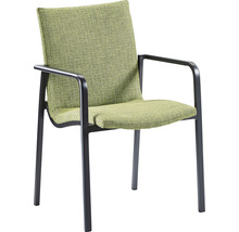 Armlehnstuhl mit Stoffbezug und Metallgestell