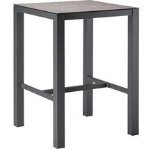 Quadratischer Gartentisch mit Steinplatte und Untergestell aus Metall