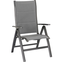 Gartenstuhl mit Armlehnen aus Aluminium und Textilbespannung